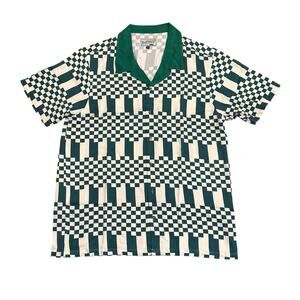 Bogey Boys by Macklemore Checkered Button Up Men's Golf Shirt Green Size XL